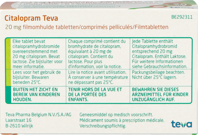 Citalopram Teva Comp Pell. 98 X 20mg 3