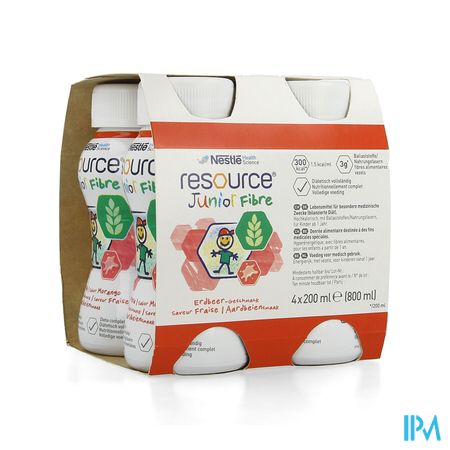 Resource Junior Fibre Aardbei 4x200ml