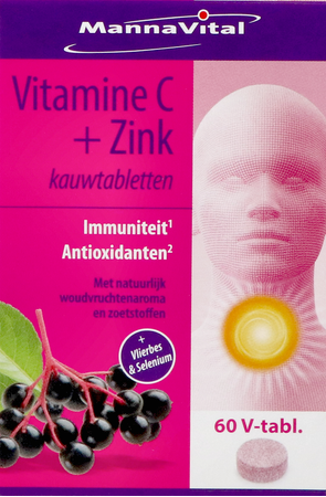 Mannavita Vitamine C + Zink Kauwtabl 60 4