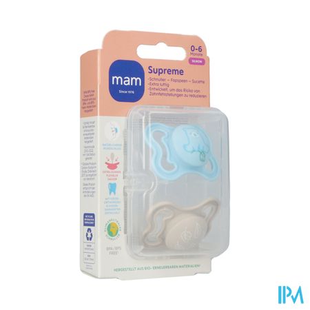 Mam Supreme Sucette Silicone Pure 0-6m Bleu 2