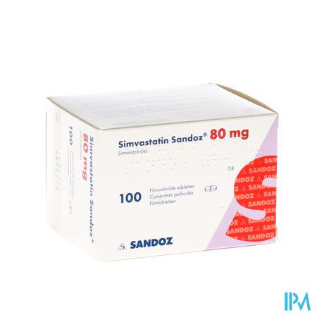 Simvastatin Sandoz 80mg Comp 100 Alu/pvc 1