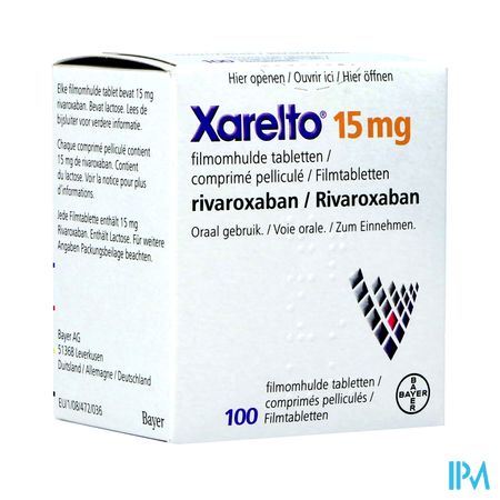 Xarelto 15mg Filmomh Tabl 100 X 15mg