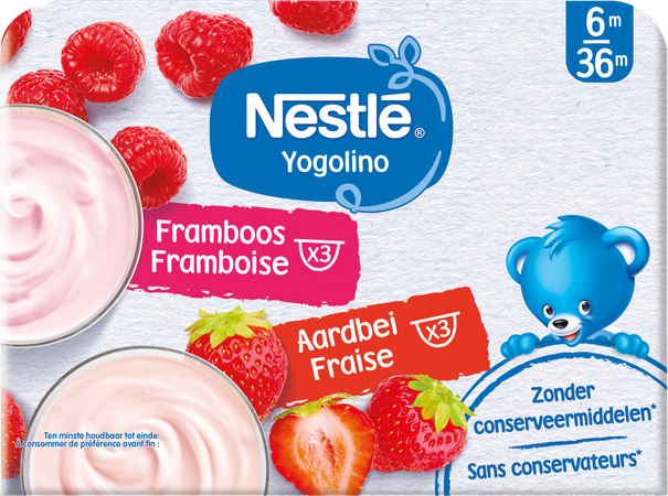 Nestle Yogolino Aardbei Framboos 6x60g 1