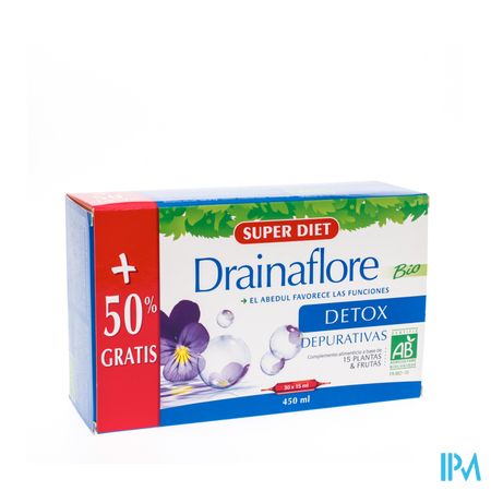 Superdiet Drainaflore Bio +50% Amp 30x15ml 1