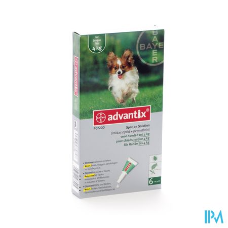Advantix 40/ 200 Honden < 4kg Fl 6x0,4ml 2