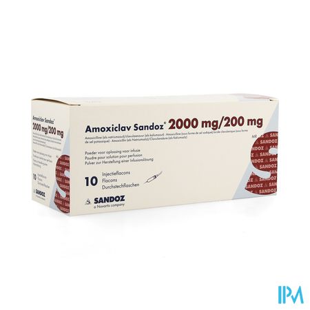 Amoxiclav Sandoz 2 000 mg - 200 mg inf. opl. (pdr.) i.v. flac. 10 (200 mg - 200 mg)