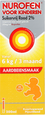 Nurofen Kind Suikervrij Aardbei 2 % 200ml 4