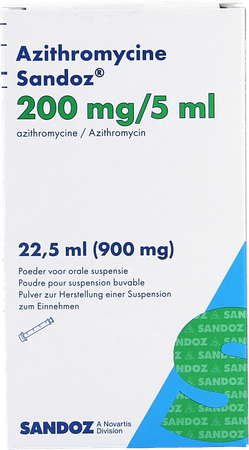 Azithromycine Sandoz 200mg/5ml Pulv Susp Or 22,5ml 2