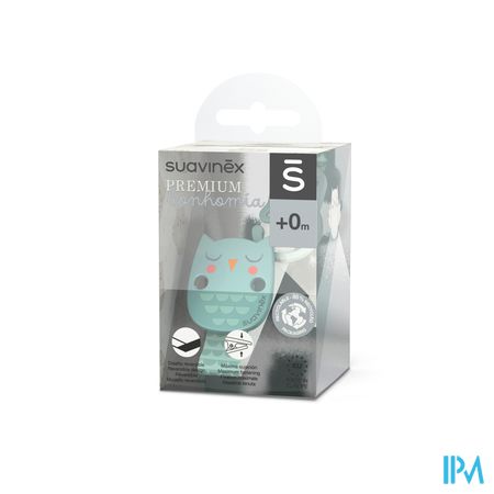 Suavinex Bonhomia Soother Clip+ribbon Owl Green