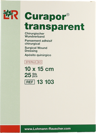 Curapor Transparant Steriel 10cmx15cm 25 13103 4