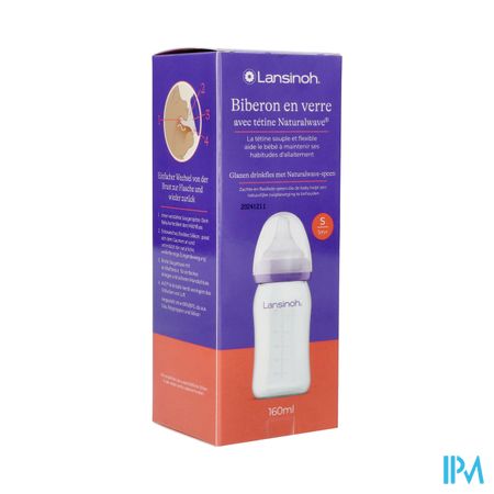 Lansinoh Zuigfles Glas + Speen 160ml 4