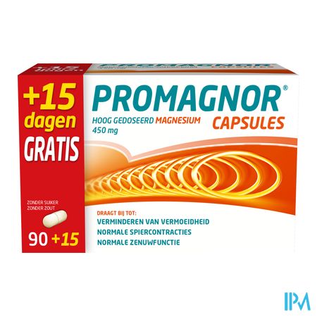 Promagnor: Hoog Gedoseerd Magnesium 450mg (90+15 capsules) 5
