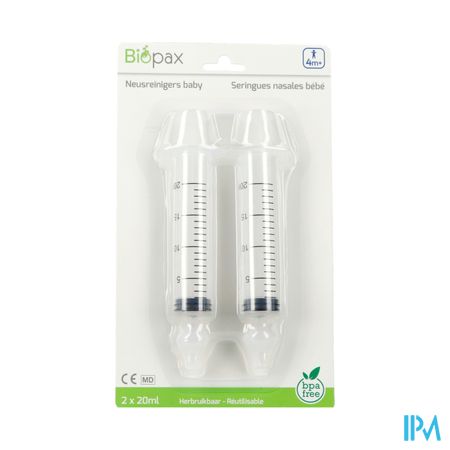 Biopax Neusreiniger Baby 4m+ 2x20ml + 2 Neusstuk.