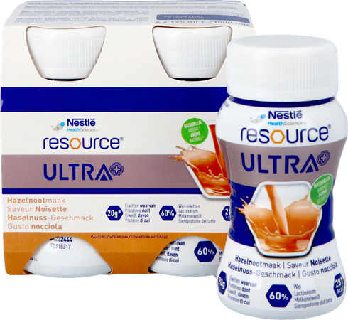 Resource Ultra+ Hazelnootsmaak 4x125ml 5
