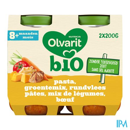 Olvarit Bio Pates Mix Legumes Boeuf 2x200g