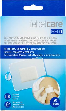 Febelcare Med3 Pans. Adh. Ster. Wtp 8x10cm 5 3