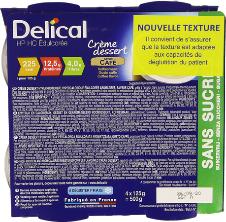 Delical Creme Dessert Hp-hc S/sucre Cafe 4x124g 1