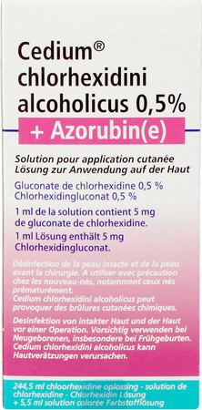 Cedium Chlorhexidini Gluc Alc 0,5% 250ml+azorubine 1