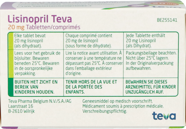Lisinopril Teva Tabl 100 X 20mg 4