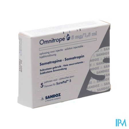 Omnitrope Sandoz 3,3mg/ml 5 Patr 1,5ml Stylo