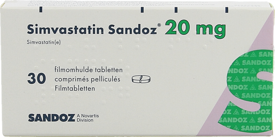 Simvastatin Sandoz 20mg Comp 30 Alu/pvc 2