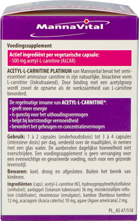 Mannavital Acetyl l-carnitine Platinum V-caps 60 3