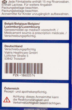 Rivaroxaban Viatris 15mg Filmomh Tabl 42 2