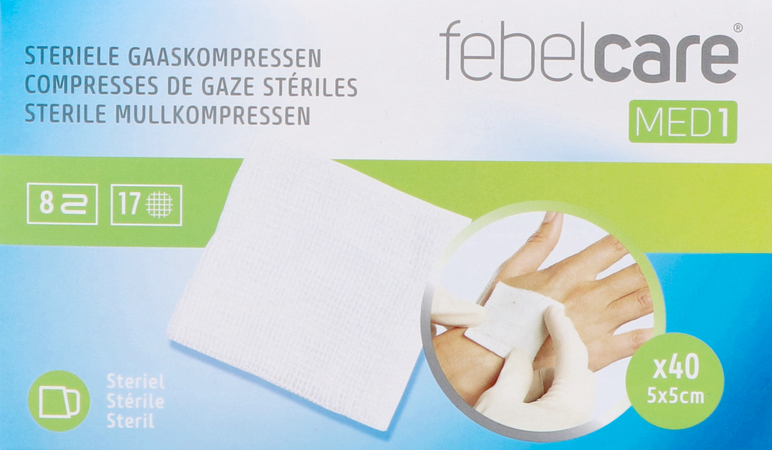 Febelcare Med1 Steriele Gaaskompres 5,0x5,0cm 40x1 3