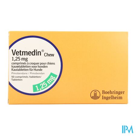 Vetmedin Chew 1,25mg Kauwtabl Hond 50x1,25mg 1