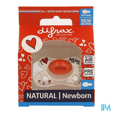 Difrax Fopspeen Natural Newborn I Love 1