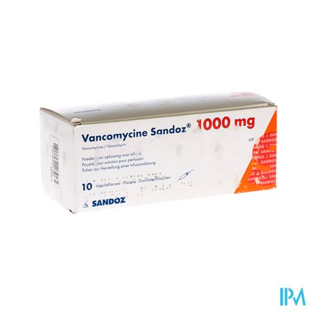 Vancomycine Sandoz Fl Inj 10 X 1000mg