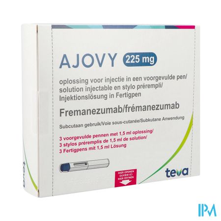 Ajovy 225mg Opl Inj Voorgevulde Pen 3