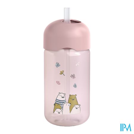 Suavinex Feeding Bears Straw Bottle Pink 340ml 2