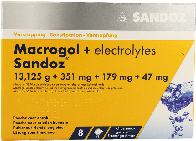 Macrogol + Electr Sandoz Pdr Ciroensmaak Zakje 8 3