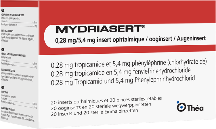 Mydriasert 0,28mg/5,4mg 20 Ooginsert + 20 Pincet