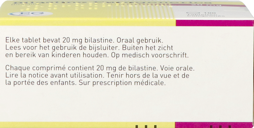 Bilastine Eurogenerics 20Mg Tabl 100 4