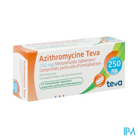 Azithromycine 250mg Teva Filmomh Tabl 12x250 mg