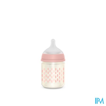 Suavinex Bonhomia Bottleglas Sili.featherpink120ml 2