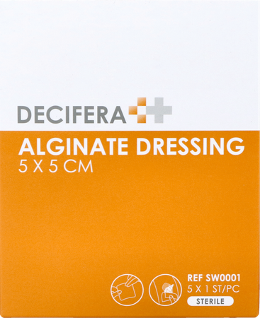 Decifera Alginate Dressing 5x 5cm 5 1