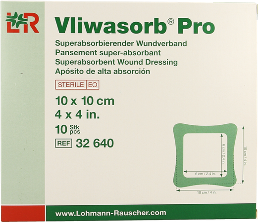 Vliwasorb Pro Verband 10x10cm 10 32640 2