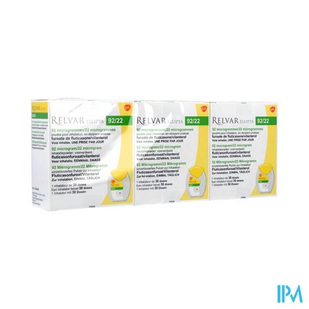 Relvar Ellipta 92/22mcg Pdr Inhal Multidose 3x30