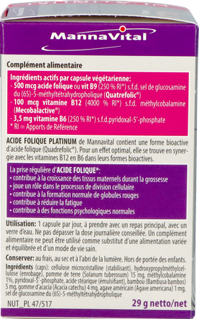 Mannavital Acide Folique Platinum V-caps 90 3