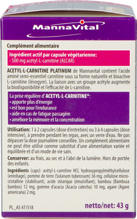 Mannavital Acetyl l-carnitine Platinum V-caps 60 7