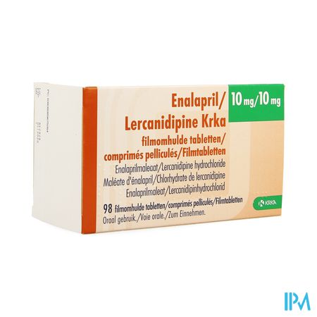 Enalapril/lercanidipine Krka 10/10mg Film.tabl 98