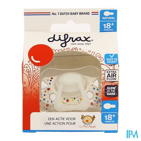 Difrax Fopspeen Natural 18m+ Cliniclowns 1