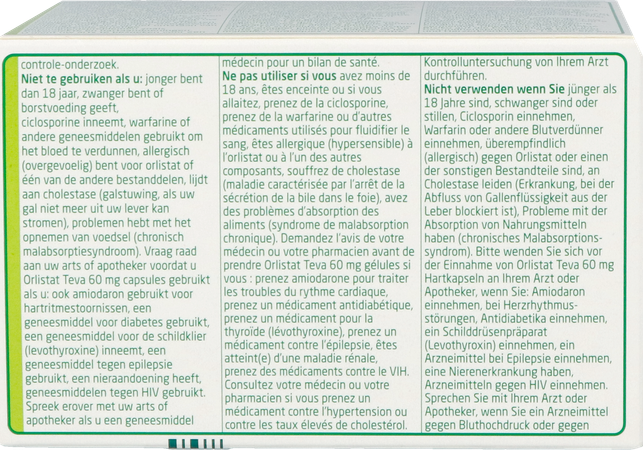 Orlistat Teva Harde Caps 120 X 60mg 9
