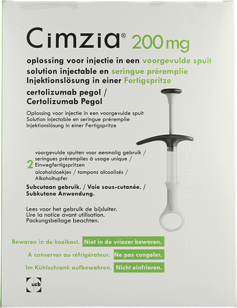 Cimzia 200mg Abacus Opl Inj Voorgev.spuit 2+2tamp. 2