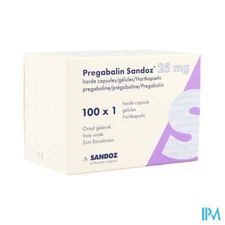 Pregabaline Sandoz 25mg Harde Caps 100