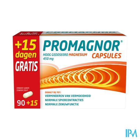 Promagnor: Hoog Gedoseerd Magnesium 450mg (90+15 capsules) 2