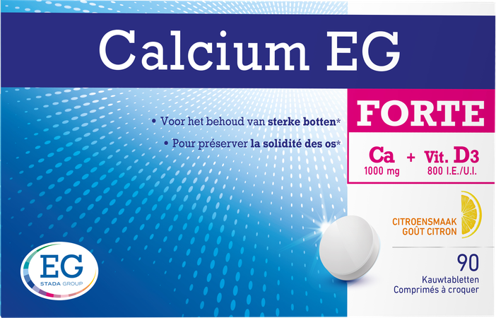 Calcium EG Forte 1000Mg/800Ie Citroen Kauwtabl 90 2